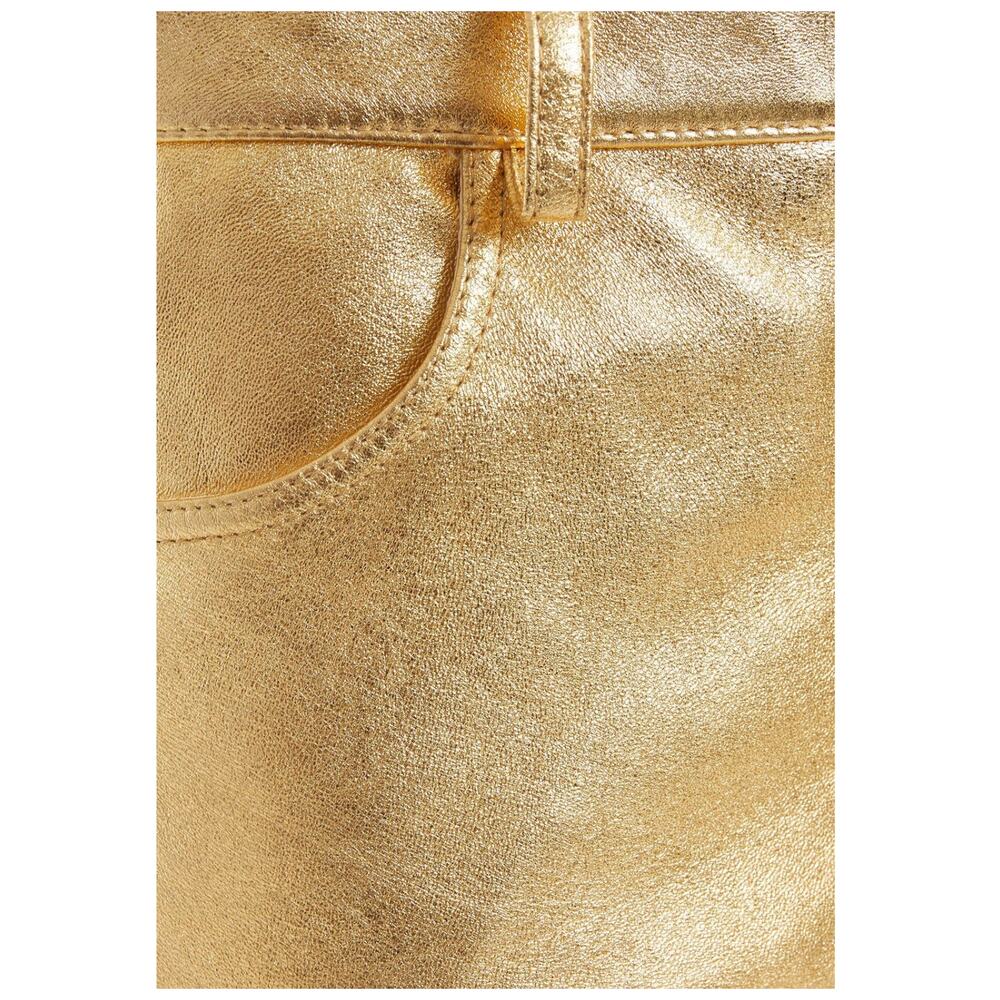 Sandro Metallic Lambskin Leather Kick Flare Pants Gold Ankle Crop FR 36 US 4 NWT - Picture 3 of 16